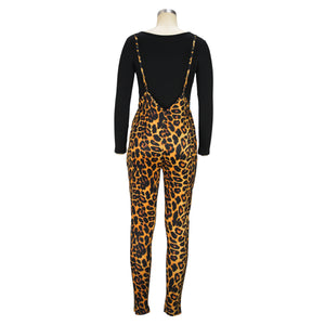 Stylish 1pc Leopard Print Skinny Jumpsuit