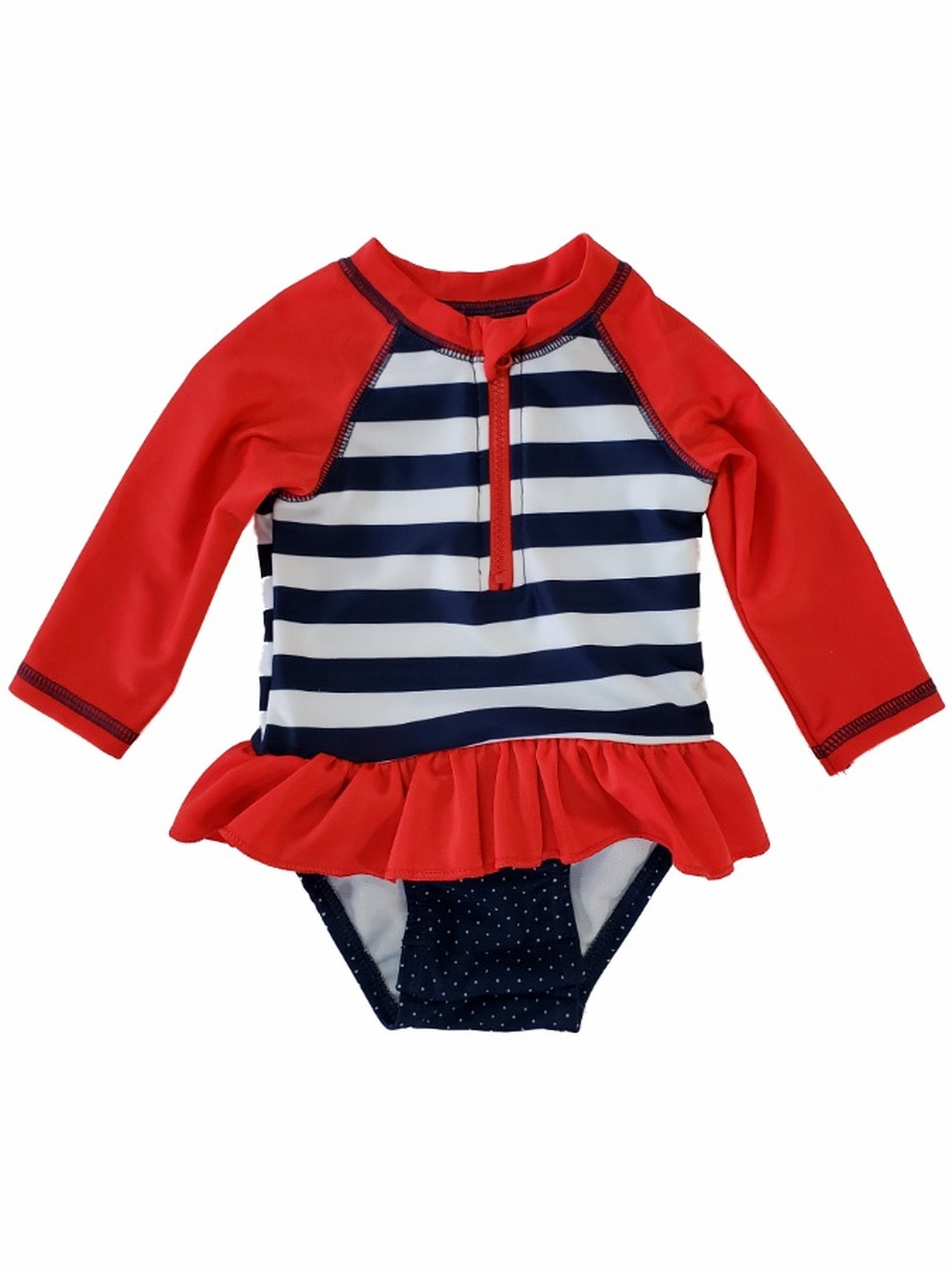 Girls 1pc Striped Ruffle Front Zip Swimsuit - Stylz Select