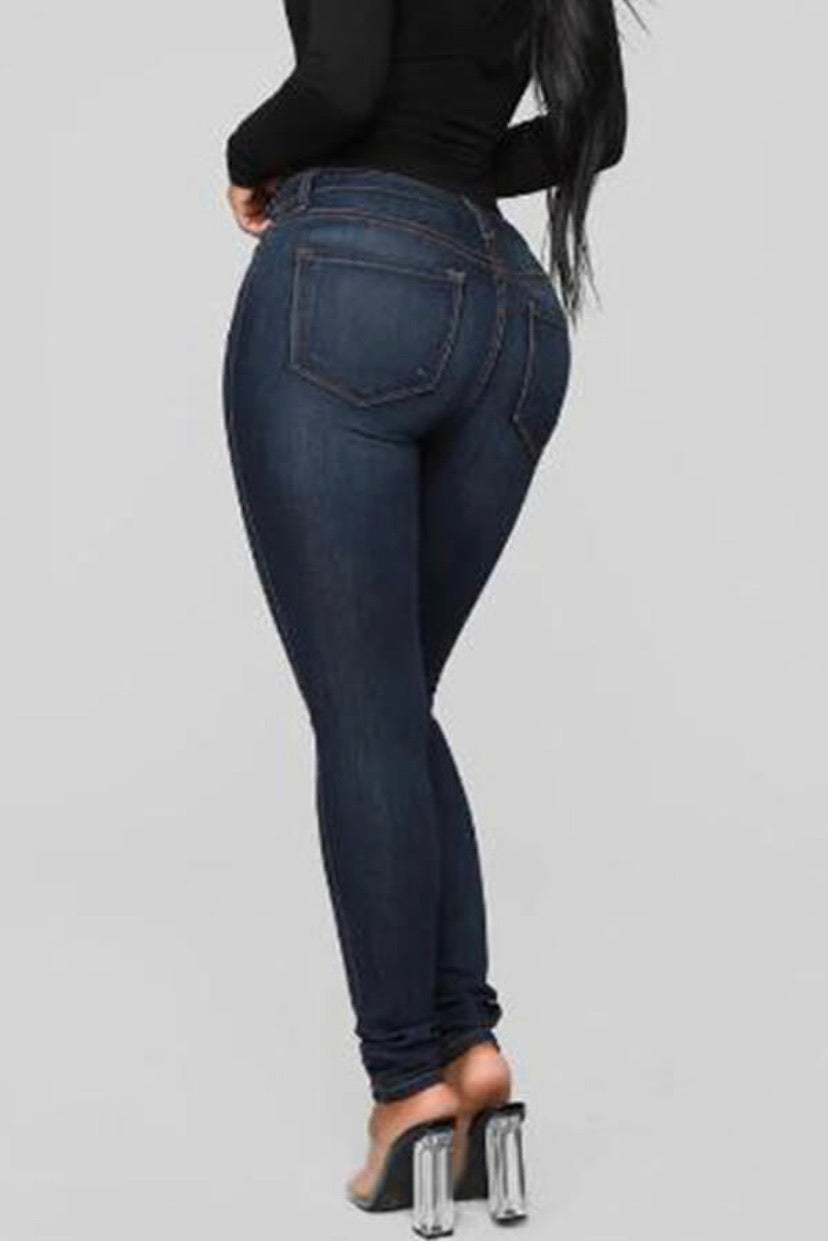 Women's Deep Blue Fitted Jeans - Stylz Select