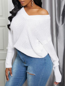 V-Neck Net Design Sweater - Stylz Select