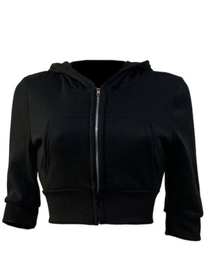 Crop Top Front Zip Design Hooded Jacket - Stylz Select