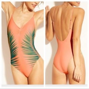 Leaf Print Backless Swimsuit - Stylz Select