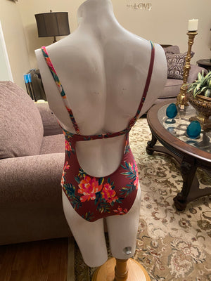 Burgundy Floral Design Swimsuit - Stylz Select