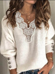 Lace V-Neck Sweater - Stylz Select