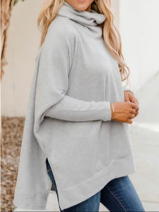 Casual Turtleneck Asymmetrical Loose Sweater - Stylz Select