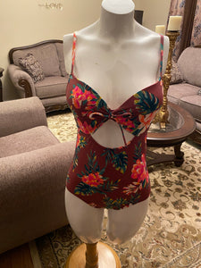 Burgundy Floral Design Swimsuit - Stylz Select