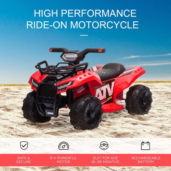 6V Kids ATV Quad Electric Ride On Car with LED Light and MP3