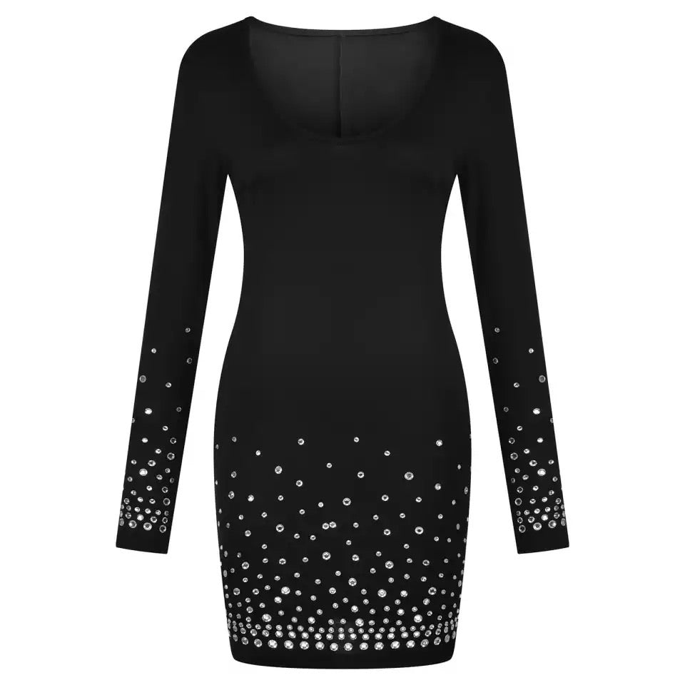 V-Neck Polka Dot Print Mini Dress - Stylz Select