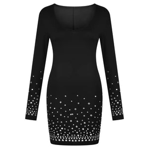 V-Neck Polka Dot Print Mini Dress - Stylz Select