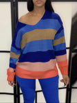 Color Block V-Neck Sweater - Stylz Select