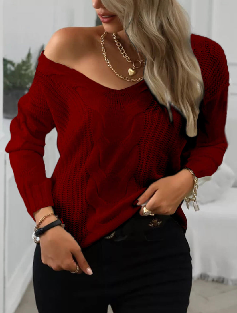 V-Neck Loose Fitted Sweater - Stylz Select