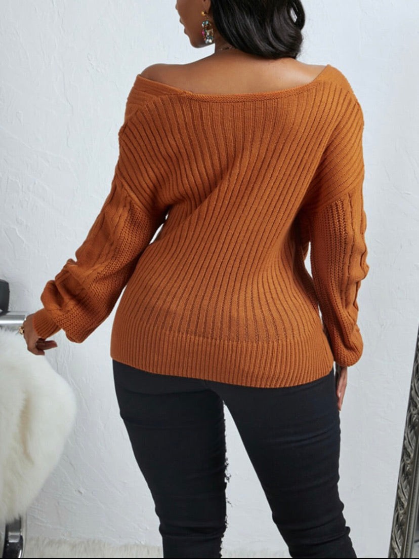 V-Neck Drop Shoulder Sweater - Stylz Select