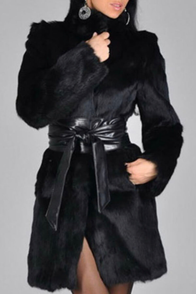 Black Faux Fur Coat - Stylz Select