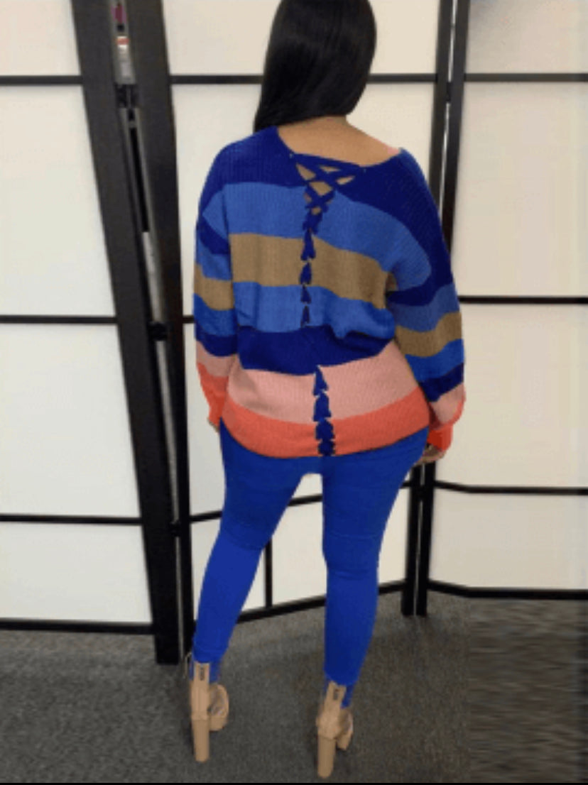 Color Block V-Neck Sweater - Stylz Select