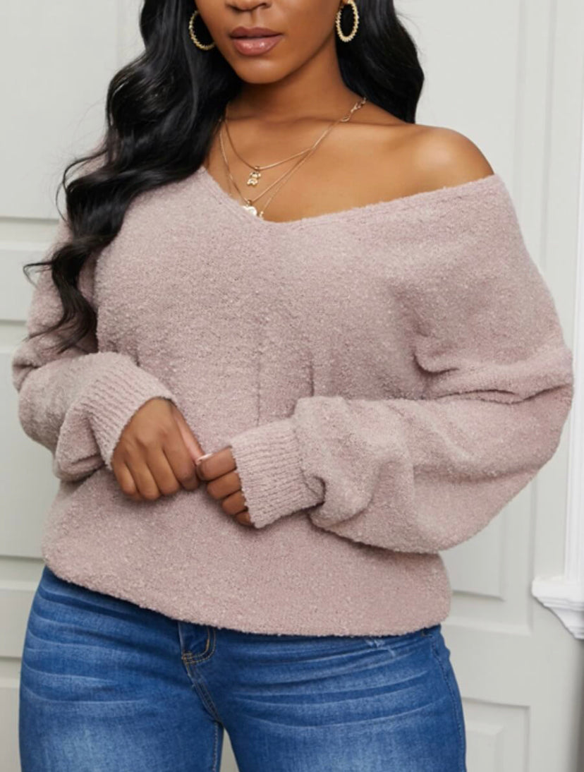 Casual V-Neck Loose Fitted Sweater - Stylz Select