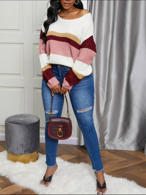 Casual Color Block Sweater - Stylz Select