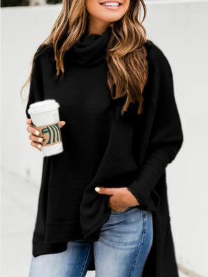 Casual Turtleneck Asymmetrical Loose Sweater - Stylz Select