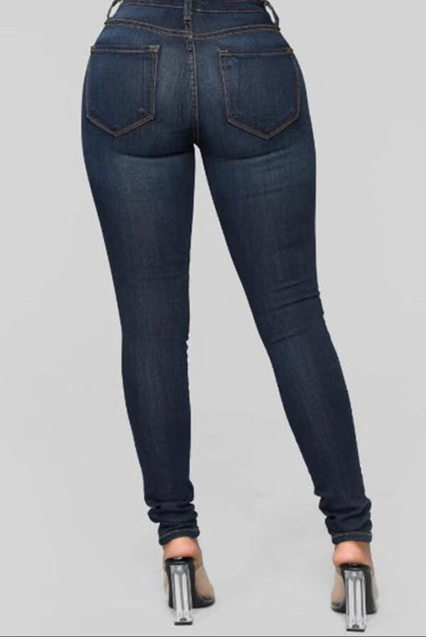 Women's Deep Blue Fitted Jeans - Stylz Select