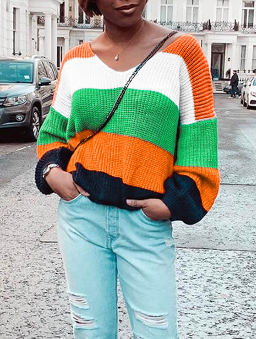 Bold Striped Multi-Colored Sweater - Stylz Select