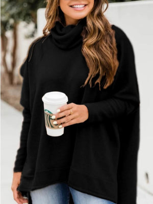 Casual Turtleneck Asymmetrical Loose Sweater - Stylz Select