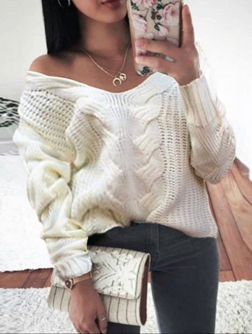 V-Neck Loose Fitted Sweater - Stylz Select