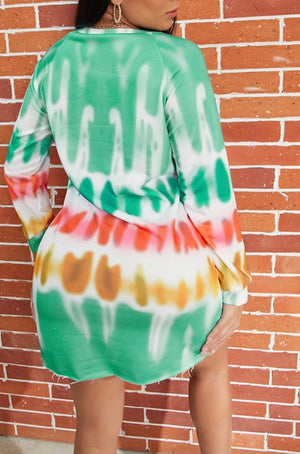 Green Tie-Dye Mini Dress - Stylz Select