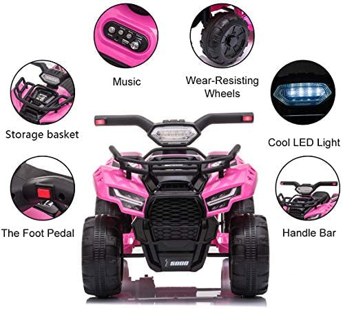 6V Kids ATV Quad Electric Ride On Car with LED Light and MP3