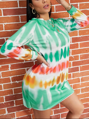 Green Tie-Dye Mini Dress - Stylz Select