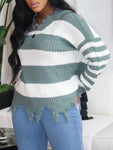 Striped Tassel Design Sweater - Stylz Select