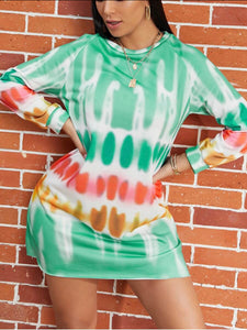 Green Tie-Dye Mini Dress - Stylz Select