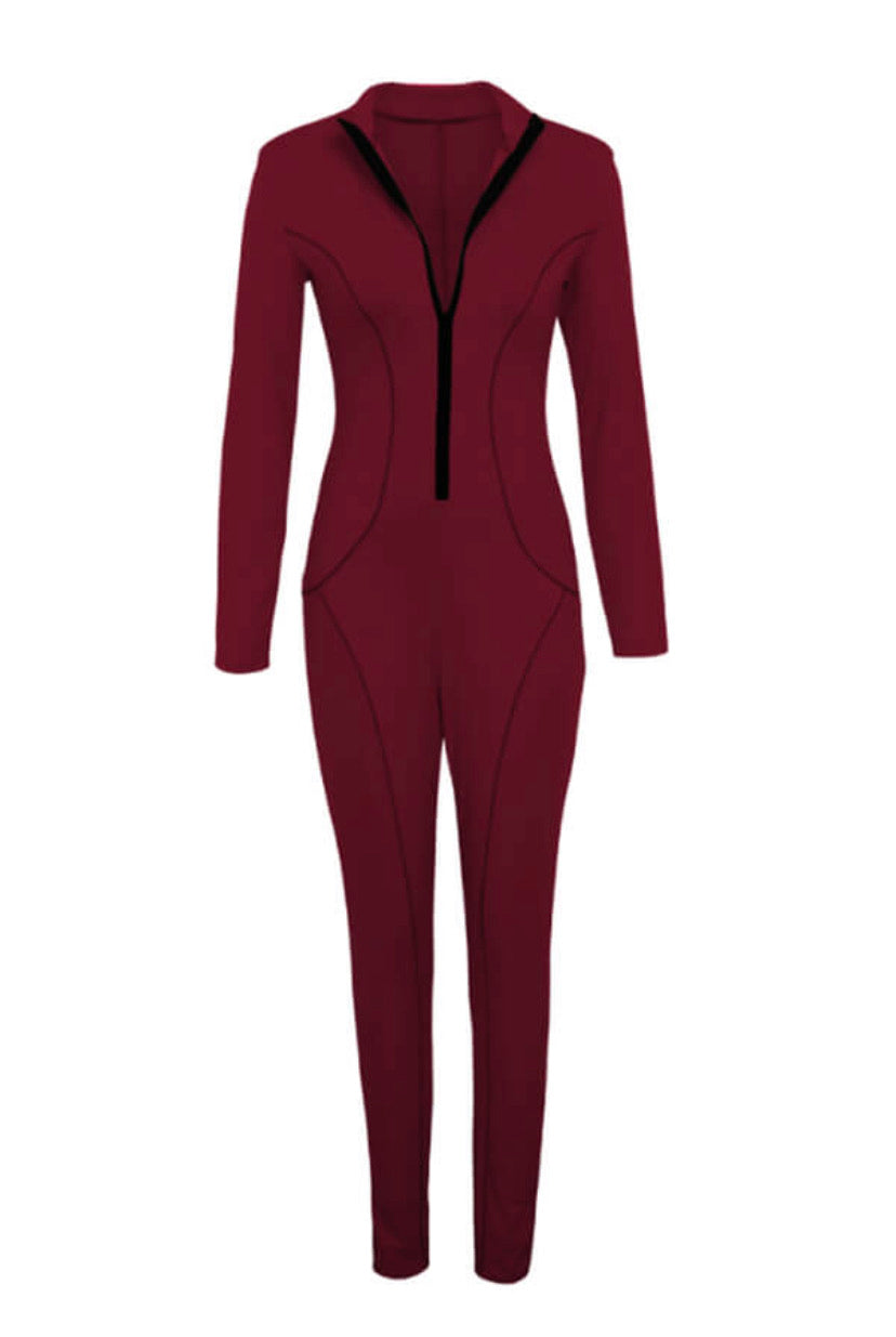 Front Zip Design Jumpsuit - Stylz Select