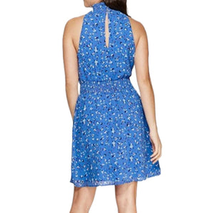 Sleeveless Blue Floral Design Dress